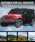 Jeep Wrangler 4 Door Cab Cover 2007-2025 JK JL All Weather Waterproof Cabin Coverage With Driver Door Zipper in snowy landscape