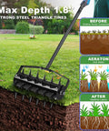 Seventeen Inch Rolling Lawn Aerator With Two Inch Steel Spikes, Heavy Duty Manual Soil Aerator Tool demonstration in use on lawn