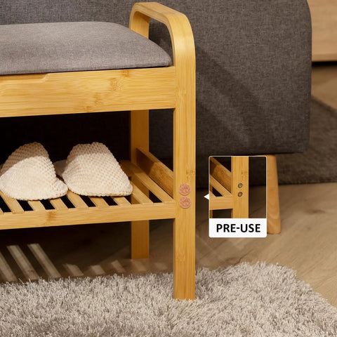 2000 Piece Self Adhesive Felt Furniture Pads 3 8 Inch Round Cabinet Door Bumpers on bamboo bench leg in home setting.
