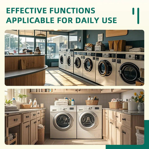 Washers in a laundry room illustrating effective daily use, featuring Heavy Duty Washer Suspension Rods Kit Wh16x26908 Wh16x26909.