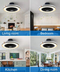 20 Inch Modern Enclosed Ceiling Fan With Light Low Profile Quiet Ceiling Fan For Bedroom Living Room Kitchen Built In Copper Motor Strong Breeze Low Noise Ideal For 100 To 200 Sq Ft