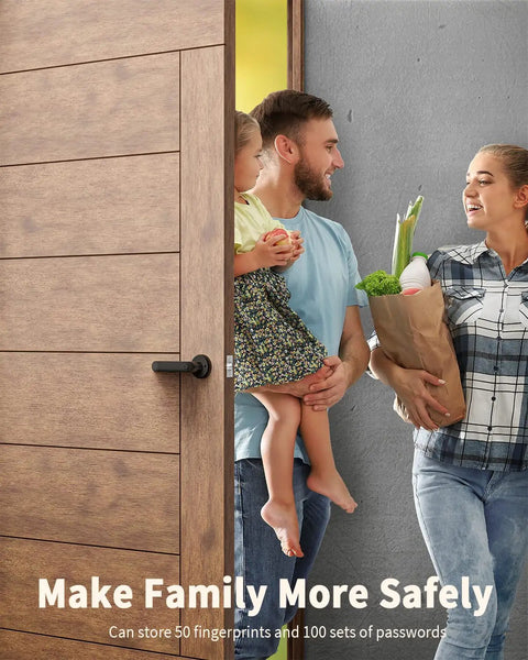 3-In-1 Fingerprint Smart Door Lock With Keypad And Mechanical Key, No Key Hassle Lever Entry For Home Office Hotel Or Apartment, Supports 50 Fingerprints, Easy Install On Standard US Doors