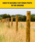 Fence Post Foam Quick Set Concrete Alternative Expanding Foam Kit 12 Pack Easy To Use With Component A And B For Fast No Mess Installations Ideal For Wood Or Metal Fence Posts And Perimeter Projects, image of wooden fence posts in a field