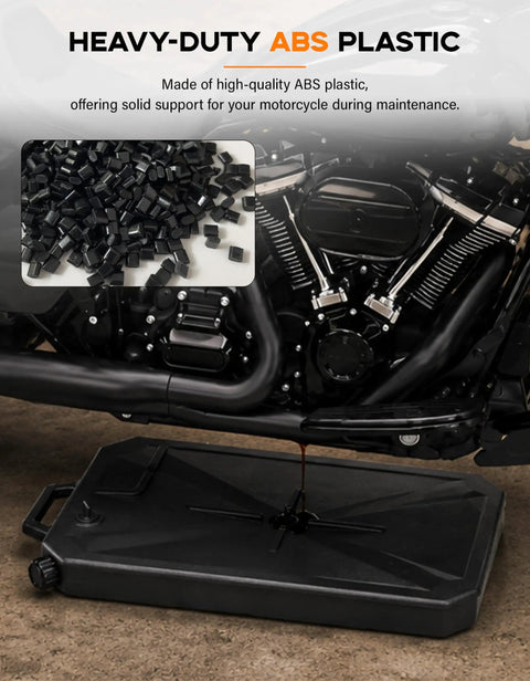 Universal Motorcycle Low Profile Oil Drain Pan With 10 Quart Capacity under motorcycle, ABS plastic material, catching oil
