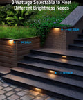 Low Voltage 12 To 24 Volt LED Hardscape Light for Pavers and Retaining Walls, illuminating outdoor steps and masonry features