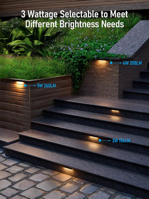 Low Voltage 12 To 24 Volt LED Hardscape Light for Pavers and Retaining Walls, illuminating outdoor steps and masonry features