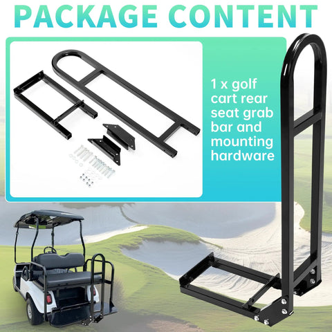 Universal Golf Cart Rear Seat Grab Bar And Safety Rail Handle For EZGO Club Car Yamaha TXT DS with mounting hardware
