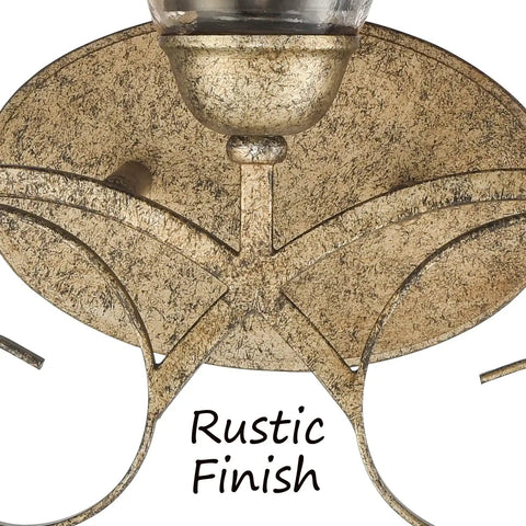 Close-up of Vintage Vanity Light Fixture Rustic Bathroom Wall Sconce Three Light With Amber Glass Shade, showing rustic finish detail