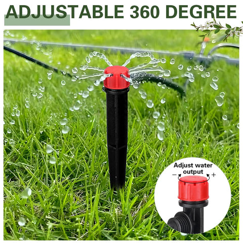 80 Pack Drip Irrigation Emitters With Adjustable 360 Degree Water Flow For One Quarter Inch Tubing Sprayer on grass