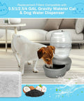 Dog drinking from 0.5 1 2.5 4 gal gravity waterer with 6 Pack Charcoal Replacement Filters For Cat Fountain And Dog Dispenser