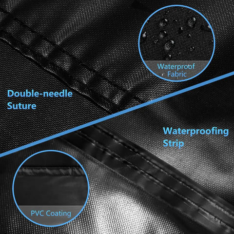 Heavy Duty Waterproof Rectangle Patio Table Cover With Umbrella Hole Made From 600D Oxford Fabric showing double-needle suture and waterproofing strip