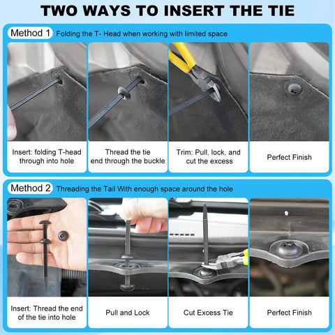 Installation guide for Heavy Duty Car Fastener Kit No Hassle With 50Pcs Nylon Universal Cable Tie Buckles And Self Locking Zip Ties