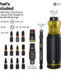 Tough As Nails 16In1 Hybrid Screwdriver Featuring Heavy Duty Rare Earth Magnet And Impact Rated Nut Driver Head For Versatile Workshop Builds And Job Site Hustle with 11 bits and adapter