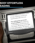 5X Large LED Page Magnifier With Detachable Stand Eye Care Anti Glare Lens used on newspaper for hands free reading