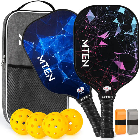 Two Paddle Pickleball Set With USAPA Approval Includes Balls Bag And Grip Tapes Pro Grade Fiberglass Paddles For Tournament Ready Gameplay