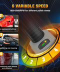 Cordless Buffer Polisher Kit 6 Inch Orbital Car Polisher With Variable Speed 1800 To 5500 RPM, 6 speed settings display