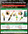Diagram illustrating hose end types and length considerations for product compatibility.