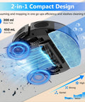 Robot Vacuum And Mop Combo With 5000Pa Suction, 150 Minute Runtime, App And Remote Control, Self Charging, G8000 Max showing underside