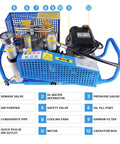 Beefy 4500 PSI PCP Air Compressor For Scuba Tanks And Paintball Gear, 300 Bar High Pressure, 4-cylinder design with labeled parts