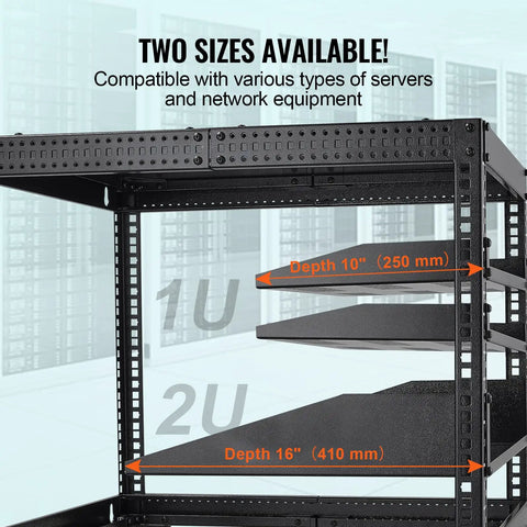 Two Pack 1U Server Rack Shelves With Vented Cantilever Tray for 19 Inch Racks 10 Inch Deep Heavy Duty wall mount shelf