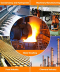 Collage showcasing industries: water conservancy, machinery manufacturing, metal smelting, food, and chemical industry.
