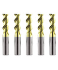 Carbide Square Nose End Mill Set With ZrN Coating 2 Flute One Quarter Inch Cutters Five Piece Aluminum And Copper Milling Bits For DIYers And Pros