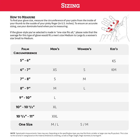 Sizing chart for Premium Leather Work And Ski Mitt With Nikwax Waterproof Wax For Harsh Winter Conditions Durable Pigskin Exterior