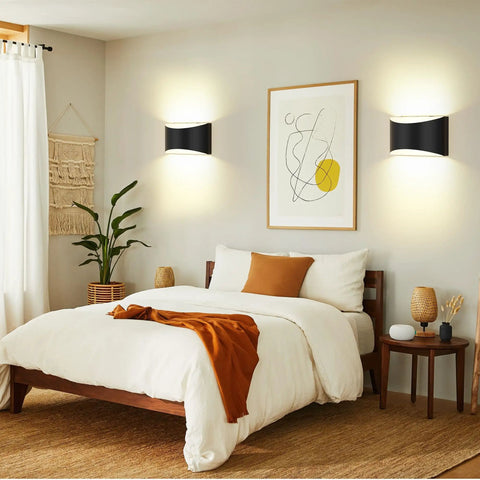 Bedroom with Dope Battery Operated Wall Sconces Set Of 2 With 8000mAh Rechargeable Battery Remote And Touch Dimmer