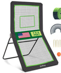 Backyard Lax Rebounder Net With 7x4 Foot Practice Area And Five Adjustable Angles For Realistic Passes, shown with accessories
