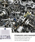 Large Lock Washer Assortment Kit With 400 Stainless Steel Internal And External Serrated Tooth Washers M2 shown in case