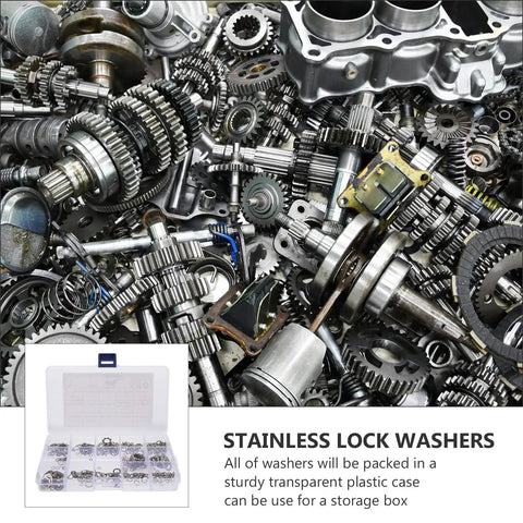 Large Lock Washer Assortment Kit With 400 Stainless Steel Internal And External Serrated Tooth Washers M2 shown in case