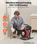 Heavy Duty Drain Cleaning Machine With 75 Ft Sewer Snake And 3/8 Inch Steel Core Auger in use for stubborn clogs.