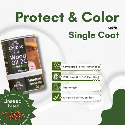 Top Shelf Two Component Hardwax Wood Oil For Indoor DIY Dead Simple One Coat Finisher VOC Free Linseed Mix Solid Black Tint For Furniture And Floors That Glides On Sleek In A 300 Ml Jar on a product display backdrop.