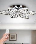 20 Inch Dimmable Modern Crystal Chandelier With LED Flower Design, K9 Crystal Pendant Ceiling Light in living room