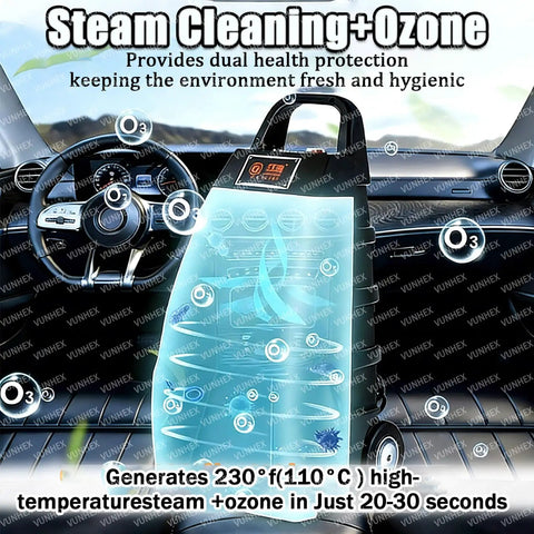 20s Fast Heat Commercial Steam Cleaner 3000w Heavy Duty Steamer With 6 Accessories 35l Tank Washer with ozone generator in car.