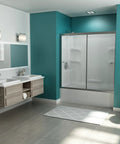 Modern bathroom with 4 Inch Centerset Bathroom Faucet With Speed Connect Drain Satin Nickel Finish Brass Spout Ceramic Disc Valve