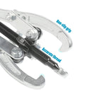 Close-up of Beefy Heavy Duty Gear Puller Set with 3 jaw pullers and non-slip grips, showcasing durable carbon steel construction.