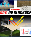 Beige Sun Shade Sail 12x18 Ft Rectangle Canopy Fabric Cloth Screen UPF50 UV Resistant Heavy Duty Water And Air Permeable
