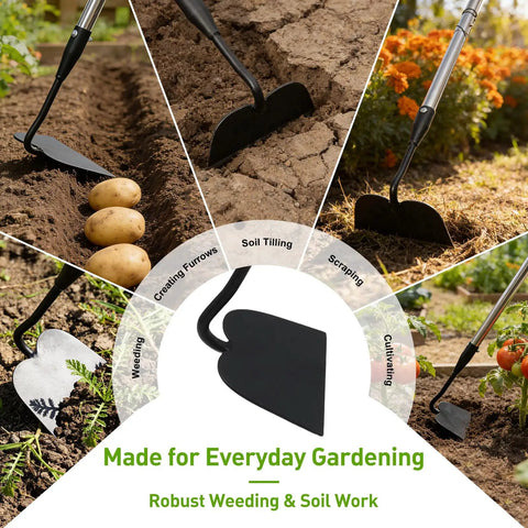 Heavy Duty Garden Draw Hoe With 60 Inch Handle For Easy Weeding And Tilling Stand Up Garden Tool in various gardening tasks