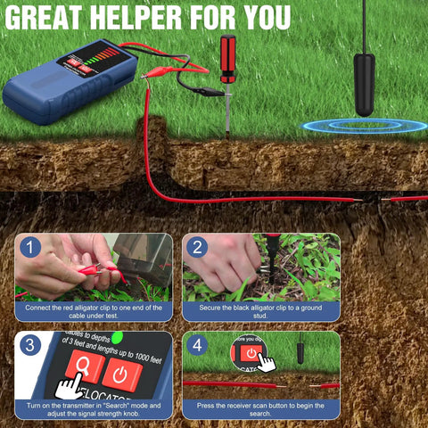 Underground Wire Locator With Earphone For Buried Cables And Breakage Detection Cable Detector use steps and setup