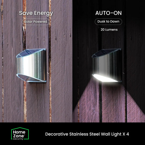 Solar Wall Lights Outdoor for Yards and Fence Posts, Weatherproof Stainless Steel Step and Post Lights, No Wiring Required, 4 Pack