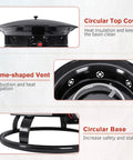 Details of the Smokeless Propane Fire Pit 53000 BTU Portable Outdoor Heater, showing circular top cover, vent, and base.