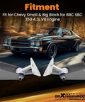 Universal Engine Motor Mount Kit For Chevy Small Big Block Sbc Bbc 350 V6 showing steel mounts with an old Chevy car in the background.