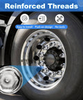 33mm ABS Chrome Lug Nut Covers For Semi Trucks 20 Pack Push On Anti Rust Caps shown on truck wheel
