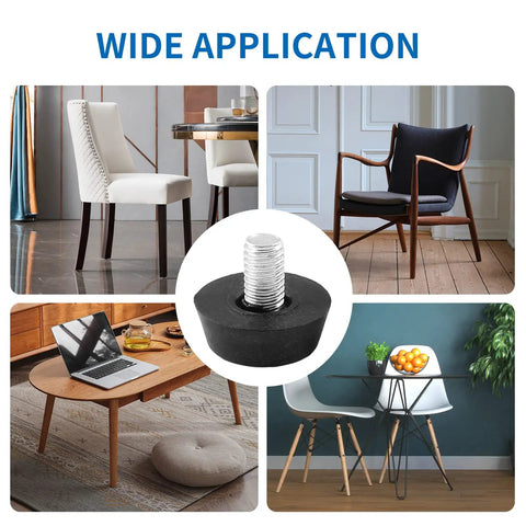 16 Piece Adjustable M6 Thread Leveling Feet With 20mm Base For Patio Chairs And Heavy Furniture Scratch Resistant Floor Protectors Zero Wobble Keeps Things Straight And Tight On Rough Wood Or Tile Floors Quick Install No Sweat collection featuring chair legs and leveling feet.