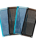 Four 3x7 cm double-sided PCB boards showing black and blue colors in the Double Sided PCB Board Prototype Kit 24 Pieces.