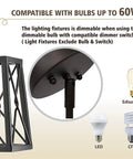 Farmhouse Pendant Light With Metal Wire Cage In Matte Black Vintage Geometric Hanging Lantern Style 1 Light Fixture For Kitchen Island Dining Room Restaurant Industrial Modern Pendant Lighting, shown with bulb compatibility guide