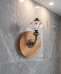 Old School Cool Antique Ceramic Wall Hooks With Rock Solid Wood Base Showstopper Entryway Coat Rack Pair Handpainted ceramic hook mounted on wood base.