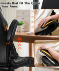 Ergonomic Office Desk Chair With Padded Flip Up Arms Adjustable Lumbar Support PU Leather Executive Chair armrest detail