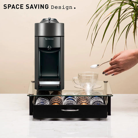 Vertuo Capsule Drawer Organizer For 45 Pods Glass Tray For VertuoLine And Bartesian Capsules Keeps Coffee Pods Neat And Easy